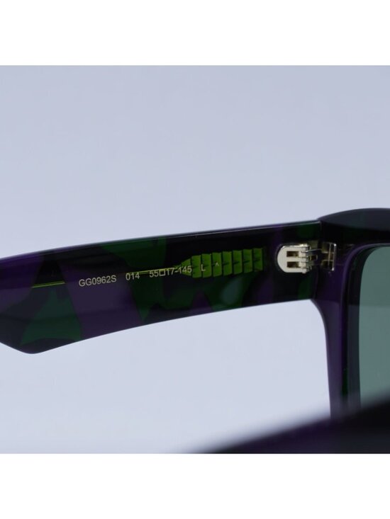 Gucci GG0962S 014 Sunglasses Purple Square Frame, Green Lenses main image 4